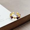 Angola Red Drop Oil Transfer White Opening Ring Retro Women'S Niche High-End Sense Light Luxury Temperament Ring
