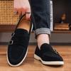 Men's Casual Shoes Suede Loafers Fashion Slip on Leather Shoes Soft Solid Dress Shoes Wedding Flats Business Men Shoe