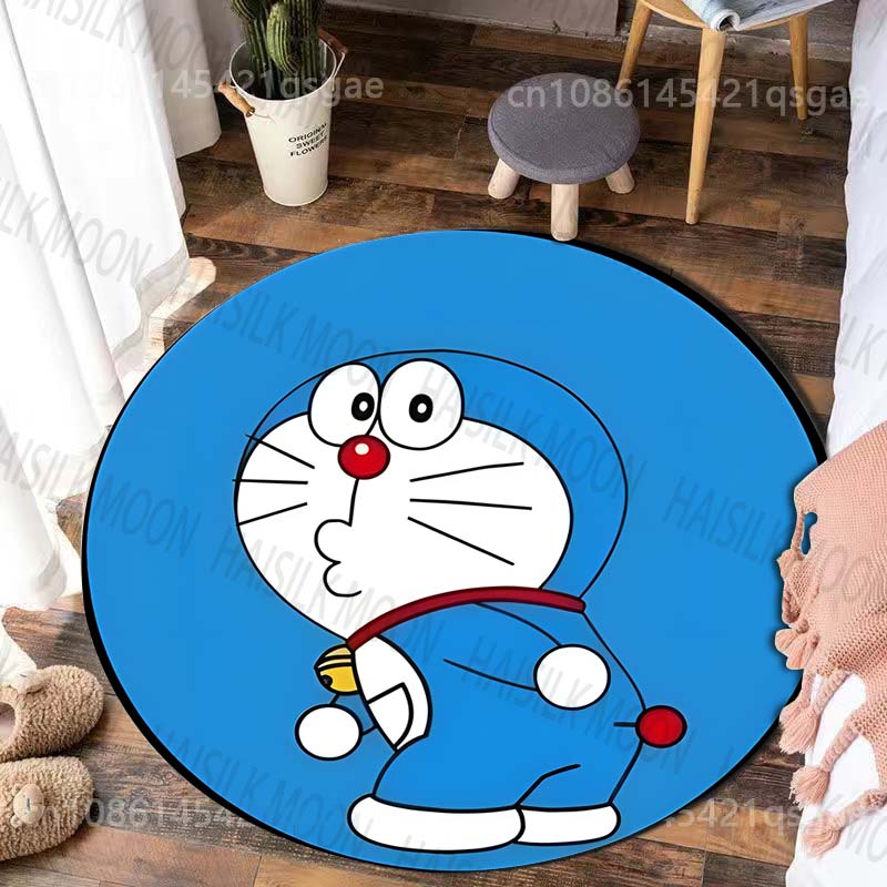 

5 Sizes Classic Doraemon Print Round Carpet Living Room Anti-Slip Mat Bedroom Sofa Table Home Large Mat Gift for Kids and Adults Diameter 60cm