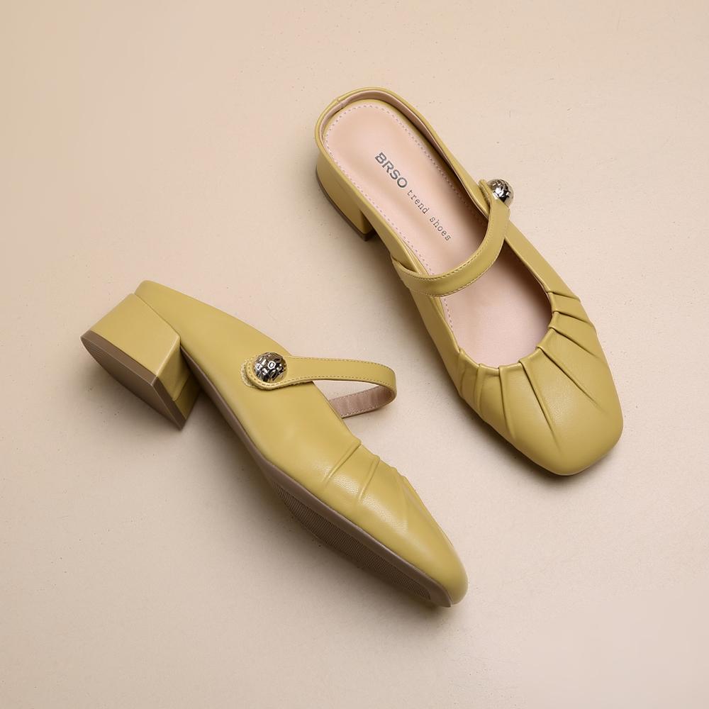 Mid Heels Women Slippers Elegant Mules Shoes Chunky Sandals 2025 Fashion Pumps Flip Flops Summer Trend Slides Sandalias De Mujer