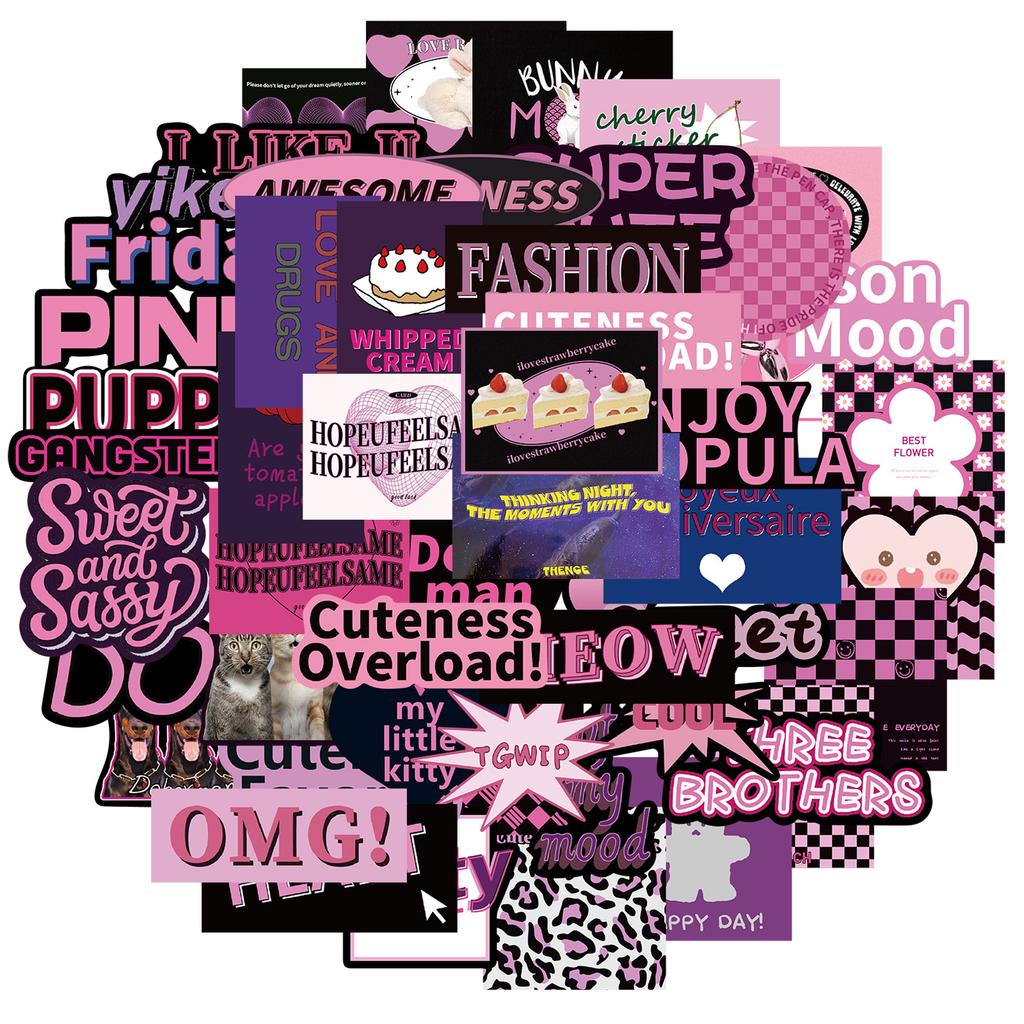 50 Cartoon Color Ins Style Combination Graffiti Stickers Decorative Suitcase Water Cup Guitar Waterproof DIY