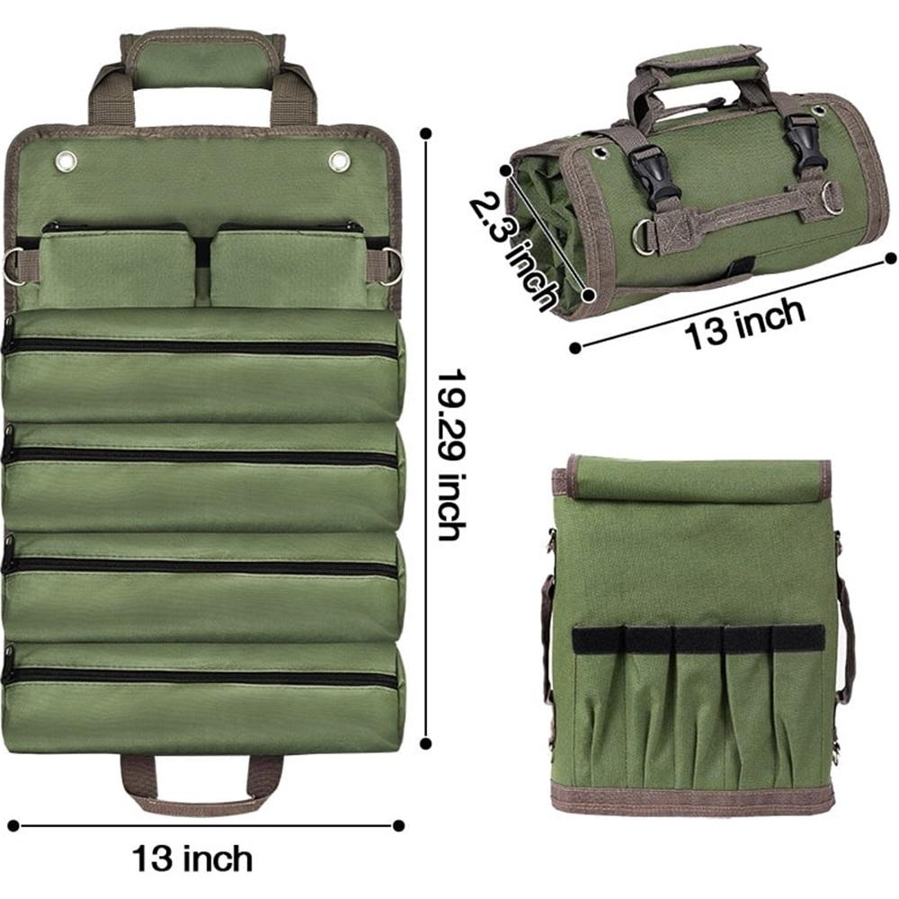 Roll-up Toolkit, Heavy-duty Portable Soft Tool Storage, Foldable Empty Roll-up Storage Bag with Small Pocket, Official Rollable Toolkit