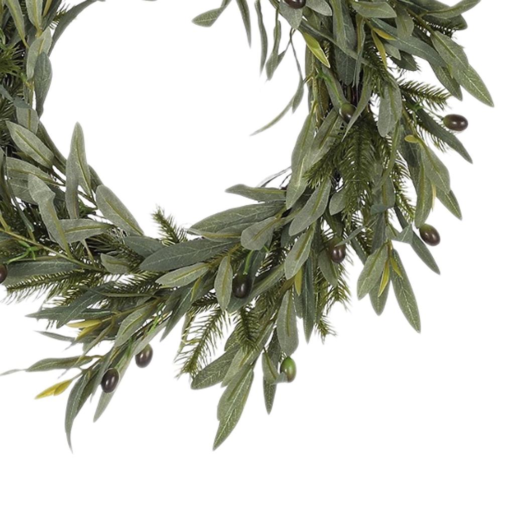 Artificial Olive Wreath,Spring Summer Wreath with Beans Window Branch Greenery Leaves for