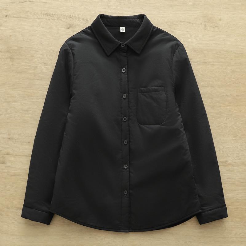 2025 Winter Japanese Style Women's Padded Long-Sleeve Warm Shirt Top