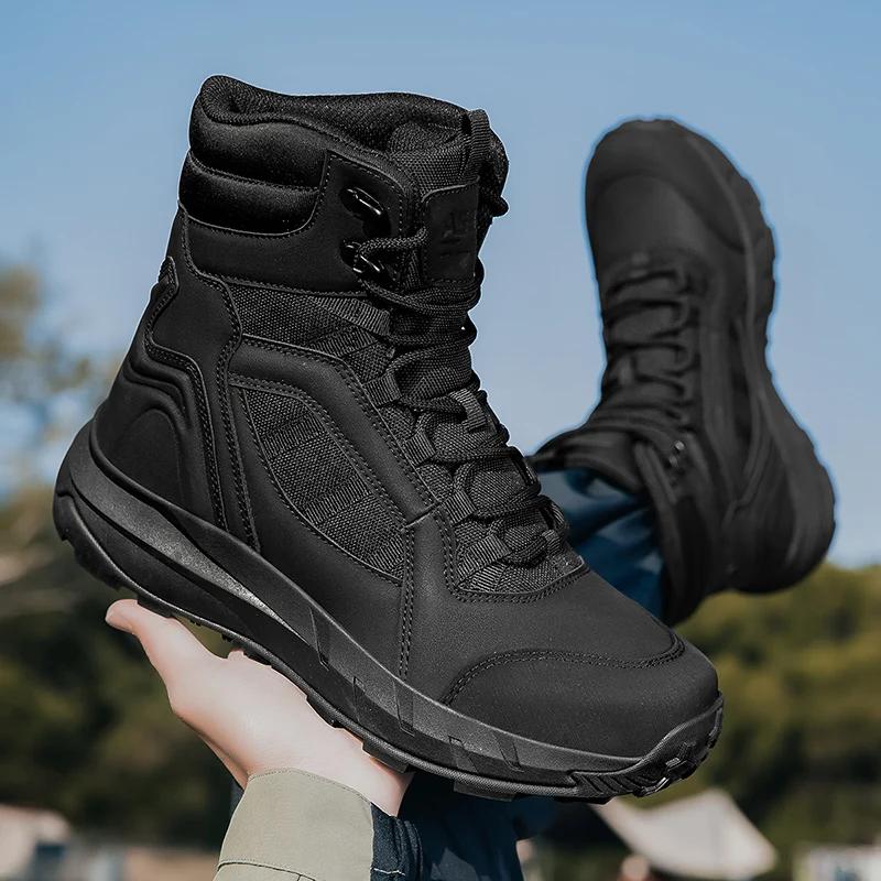 2025 Fashion Men's Desert Combat Outdoor Leather Hiking Shoes Men Hunting Work Safty Boots Men's Short ankle boots