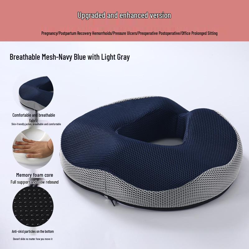 Memory Foam Hemorrhoid Cushion - Office Seat Pad for Long Sitting, Summer Use, Enhances Comfort & Supports Coccyx