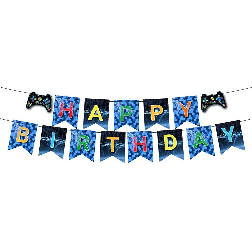 Blue Lighting Game Theme Disposable Tableware Set Blue Game Handle Paper Plates Napkins Happy Boy Game Birthday Party Supplies