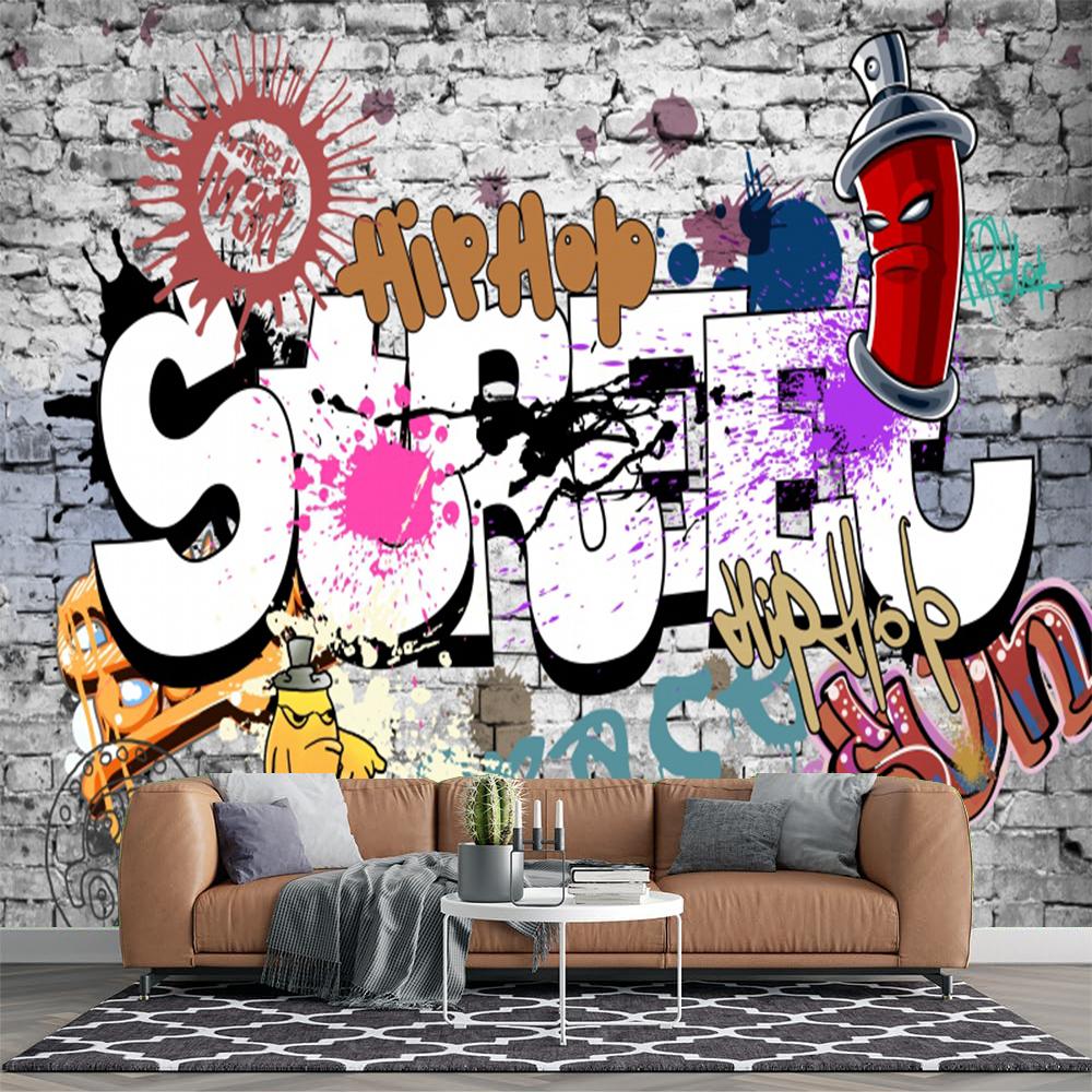 

Красочное граффити Большая настенная фреска Съемные модные обои в стиле граффити Спальня Гостиная Ресторан Обои с граффити 200 cm(W) x 140 cm(H)