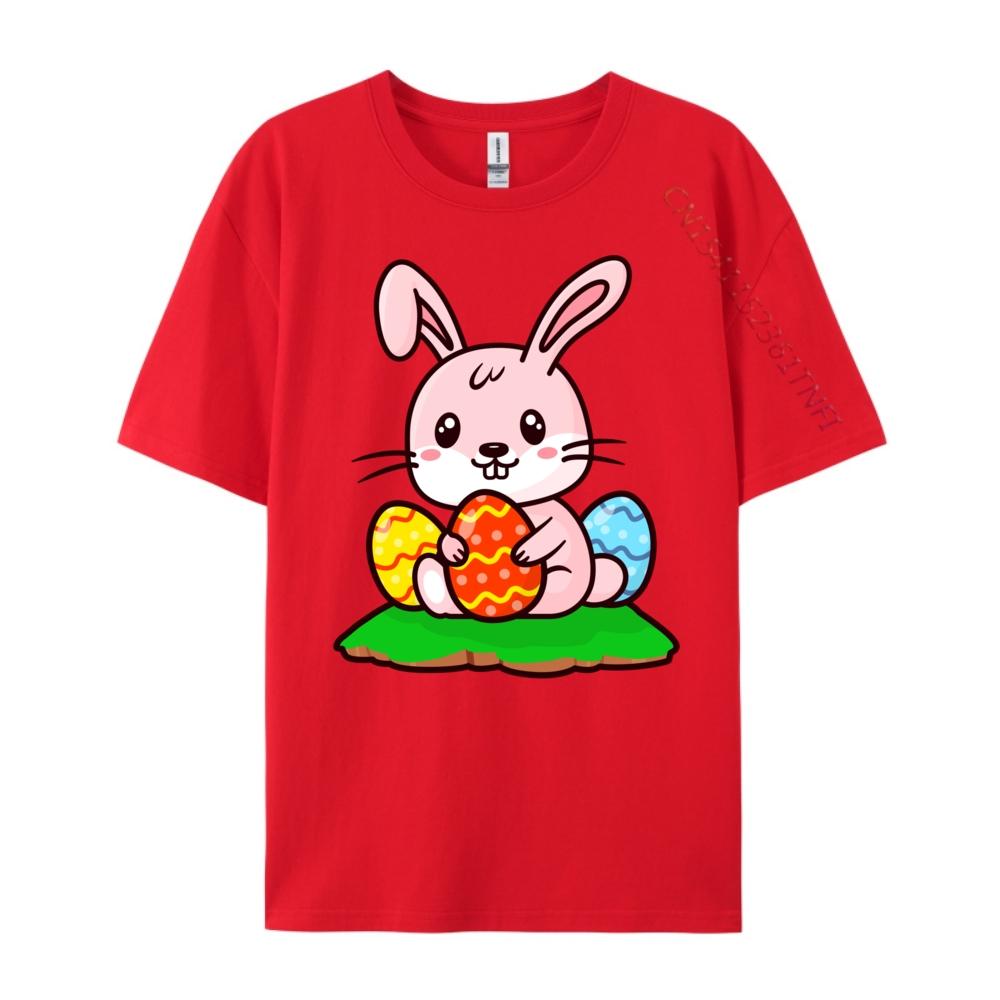 

Cute Kawaii Pink Easter Bunny With Easter Eggs Vintage T Shirts Mens Designer Clothes Harajuku S