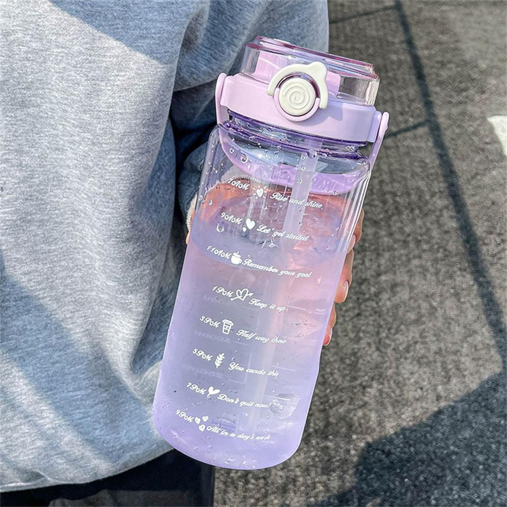 1500ml double drink transparent water bottle large capacity plastic straw water cup outdoor sports fitness portable Drink Bottle