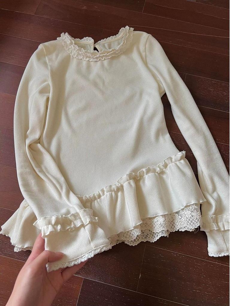 Lace Patchwork Ruffled Women's Slim Fit Long Sleeve Shirt - Autumn/Winter 2025