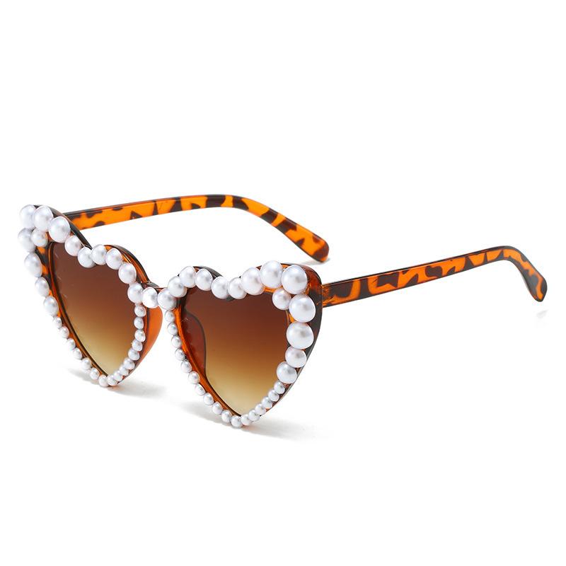 Popular Heart-shaped Pearl Sunglasses, Versatile Personality, Heart-shaped, Love Internet Celebrity Luxury Sweet Love Sunglasses