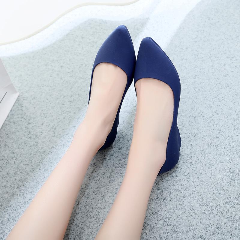 2024 Spring Korean Style Pointed Toe Suede Wedges: Versatile, Medium Heel, Non-Slip Work Shoes