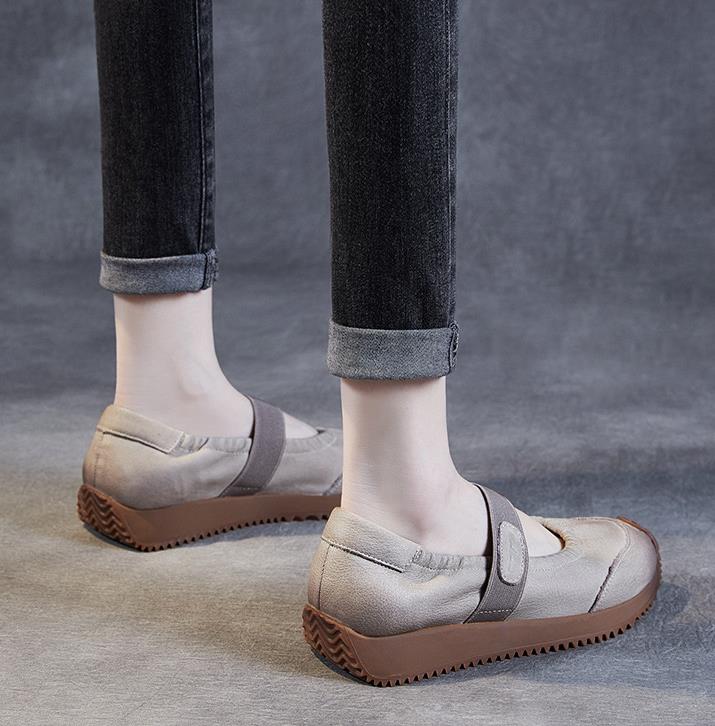 Fashion Literary Style Shallow Slip On Loafers Women Genuine Leather Casual Flat Shoes Spring Summer Low Heel Retro Lazy Shoes