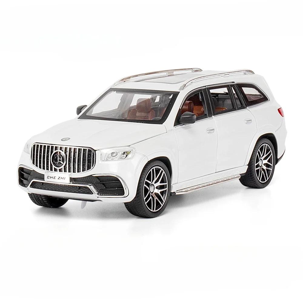 1/24 Benz GLS63 AMG Scale Alloy Diecast Toy Model Simulation Metal Vehicles Toy SUV Pull Back Sound Light Toys for Children
