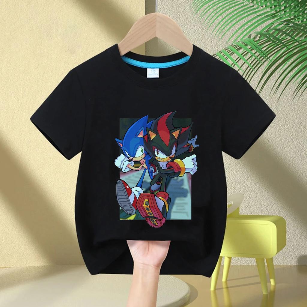 Sonic The Hedgehog Kids T-Shirt Anime Print Cotton Short Sleeve Boy Girl Summer Casual Top Gift