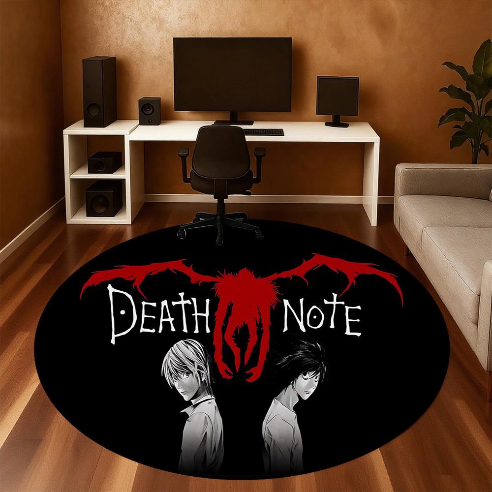 1ks Death Note, Light Yagami Kulatá podložka pod židli Koberec - Protiskluzová podložka na podlahu do kanceláře, ložnice, Ideální domácí dekorace Vánoční dárek p0811470