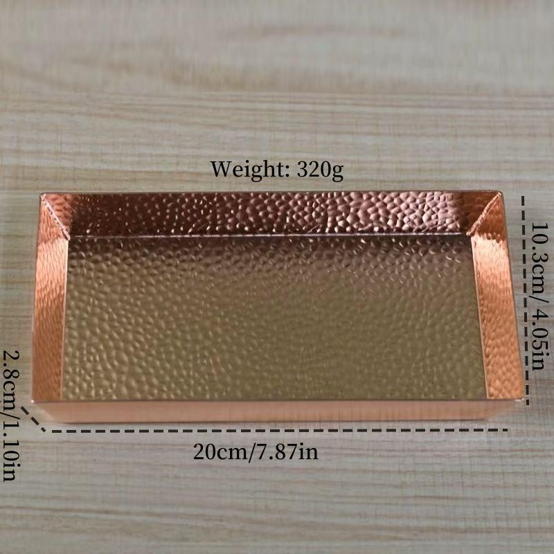 Rectangle Shape Copper Fruit Tray,Retro Engraving Hammer Texture Home Portable Food Plate,Snack Plate Table Wedding Decoration