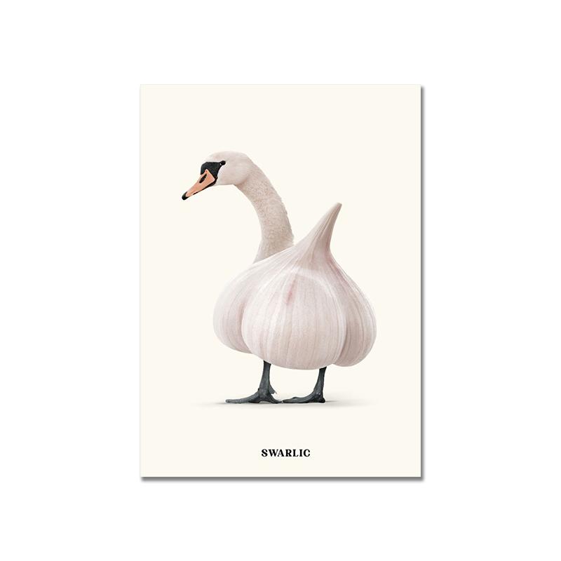 Fun Fruit Animal Posters and Prints Kitchen Canvas Garlic Goose Nordic Art Print Broccoli Sheep Murals Living Room Decoration