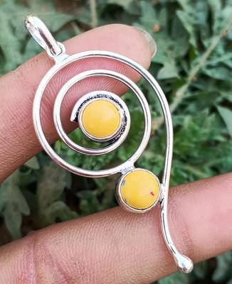 Mosaic Jasper Gemstone 925 Sterling Silver Plated Spin Illusion Handmade Pendant