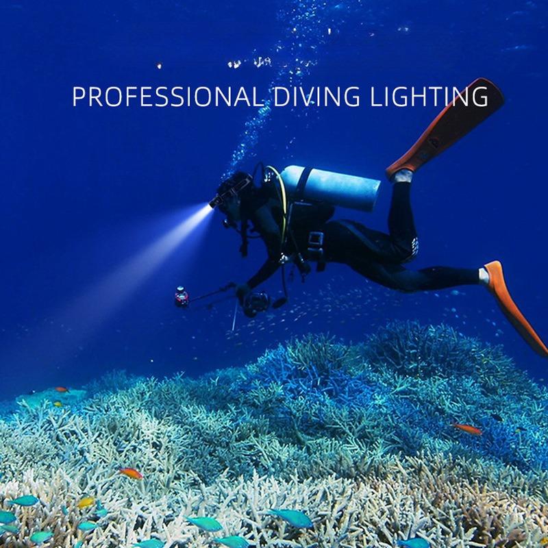 1Pc  New Led Diving Strong Light Super Bright Waterproof Usb Charging Long-range Shooting Long-range Diving Salvage Fishing Headlight