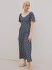 HUGDAY Floral V-Neck Long Dress
