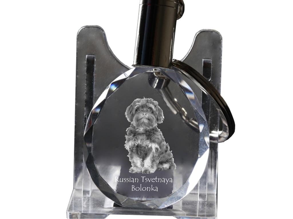 Bolonka, Russian Tsvetnaya Bolonka - Pendant with a Photo of a Dog, Crystal Key Ring In a Gift Box, a Unique Gift by Art-Dog