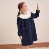 Girl's Long Sleeve Navy Collar Princess Dress