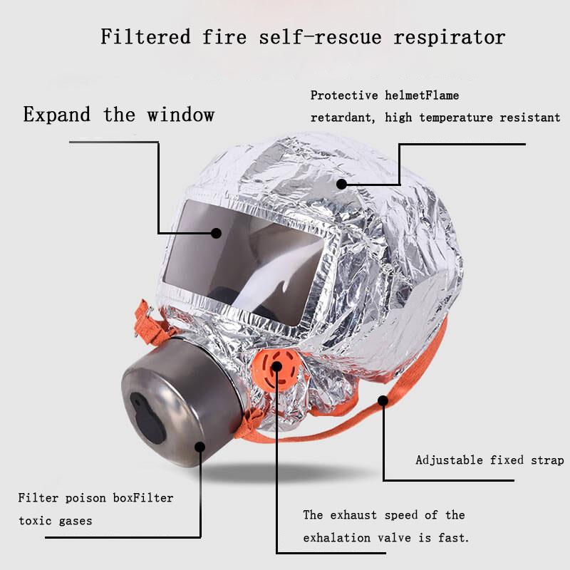 Flerlagers brandskyddad filtermask Lättanpassad flyktmask Brandflyktmask Syremask Självräddande andningsapparat Brandmask