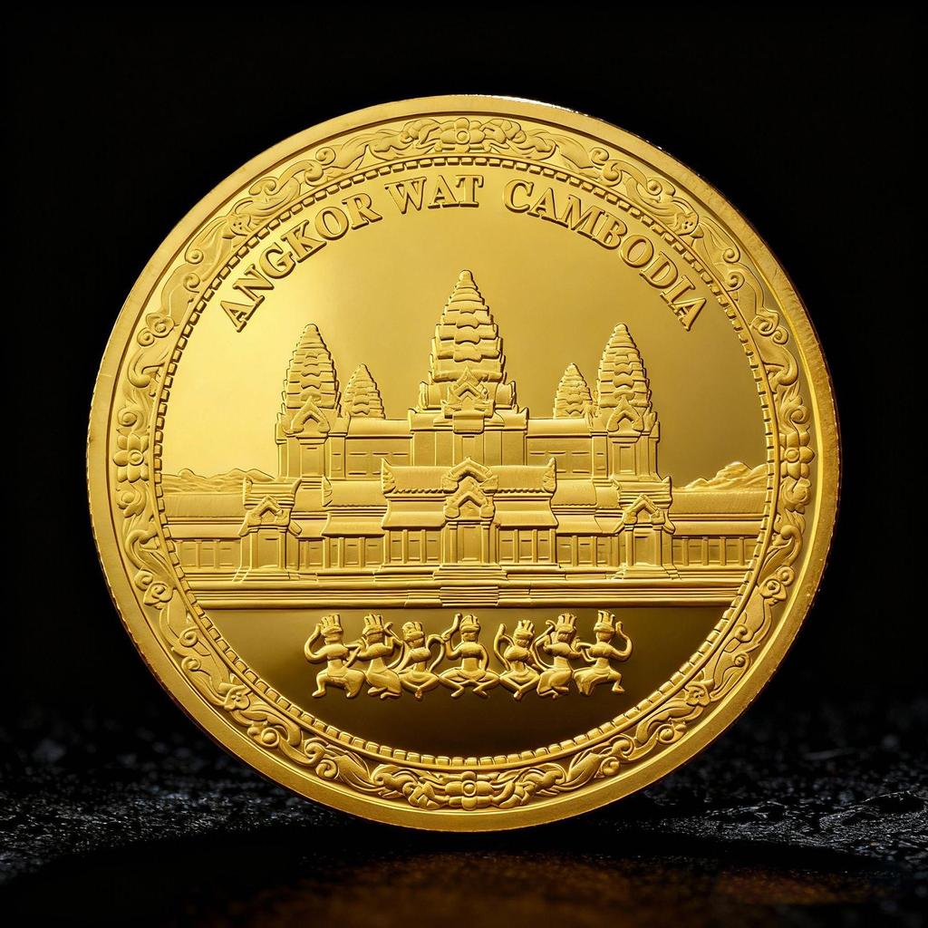 Kambodża Moneta pamiątkowa Angkor Wat, Uśmiech Khmerów, Turystyka kulturalna i kreatywna, Monety, Prezenty, 45mm