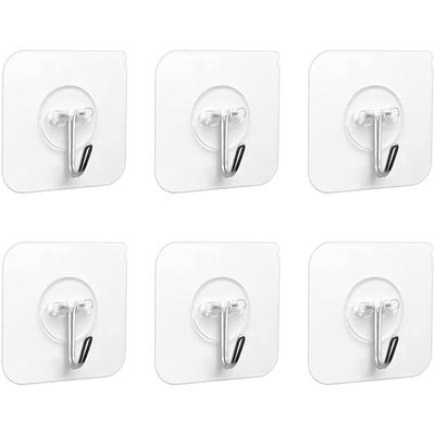 6 Pieces Adhesif Self Adhesif 5 Kg (max) Adhander Hooks For Bathroom Kitchen Ceiling Hanging Wall Door Bathrobes Towel Door (6 Pieces)