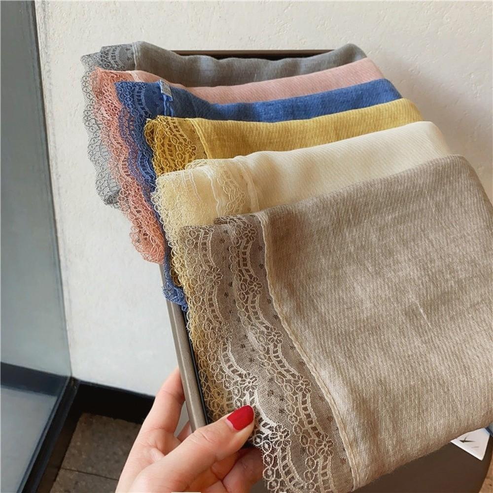 Solid Color Cotton Linen Scarf Elegant Silk Scarf Versatile Shawls Wraps  for Women