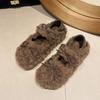 Mode Damenmode Dicke Sohle Baumwollschuhe Winter Neu Runde Zehenpartie Tiefer Ausschnitt Wildleder Schmetterlingsknoten Rutschfest Plüschschuhe