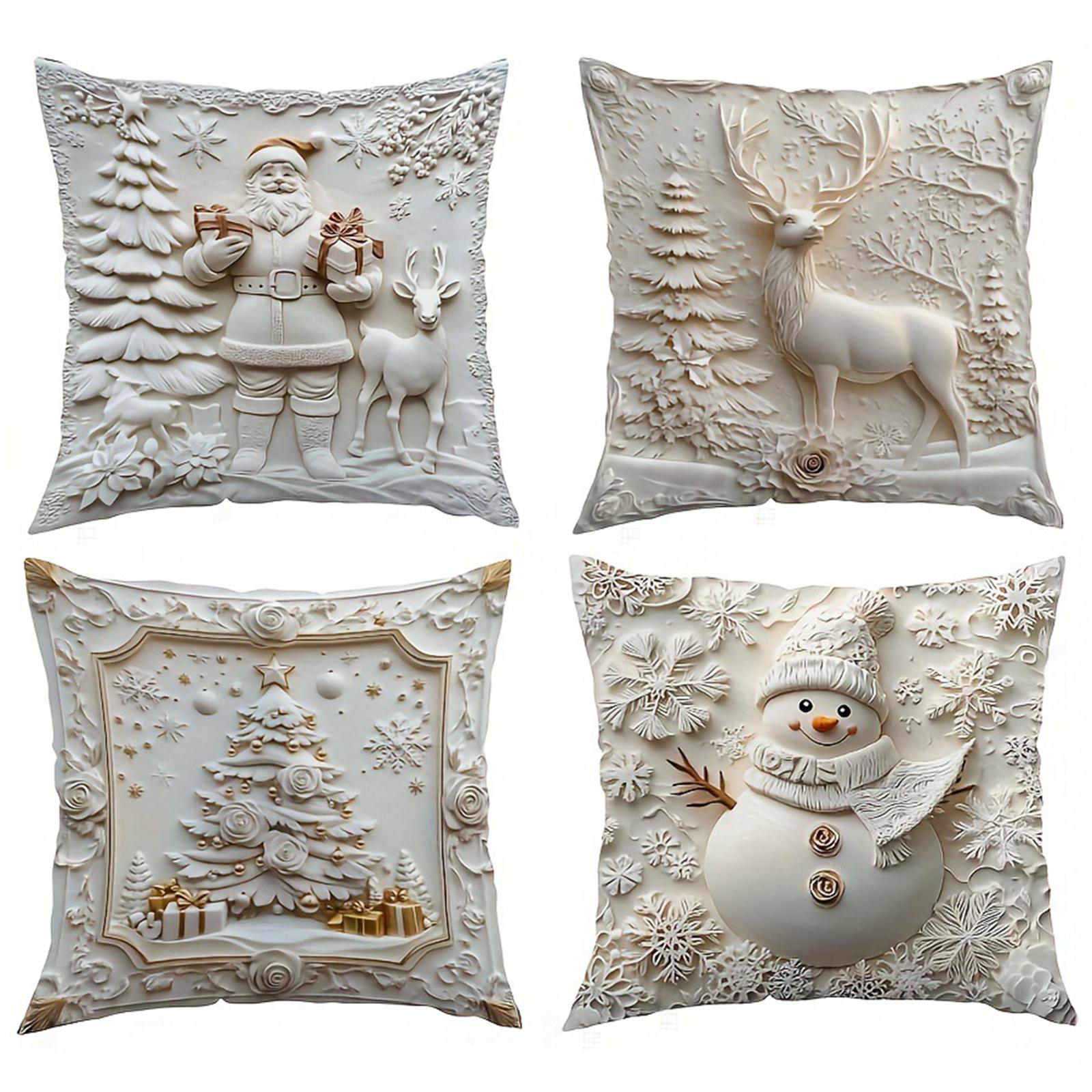 

3D Christmas Pillow Covers Christmas Decorations Throw Pillow Covers Cushion Cover for Bedroom Sofa Holiday Winter Home Decor