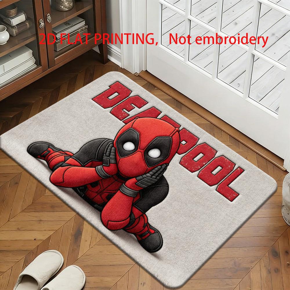 2D Flat, 1pc MARVEL Deadpool Floor Mat Suitable for Bathrooms, Bedrooms & Terraces - Anti-Slip Ultra Soft Thick with Marvel, R