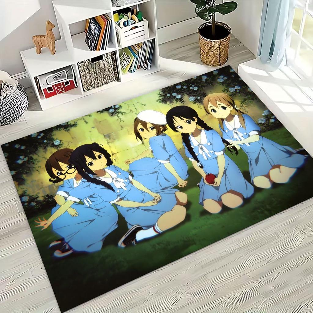 Anime K-ON Kawaii Girl Hirasawa Yui Music Cartoon Rug for Bedroom Living Room Sofa Home Doormat Decor,Kids Non-slip Floor Mat