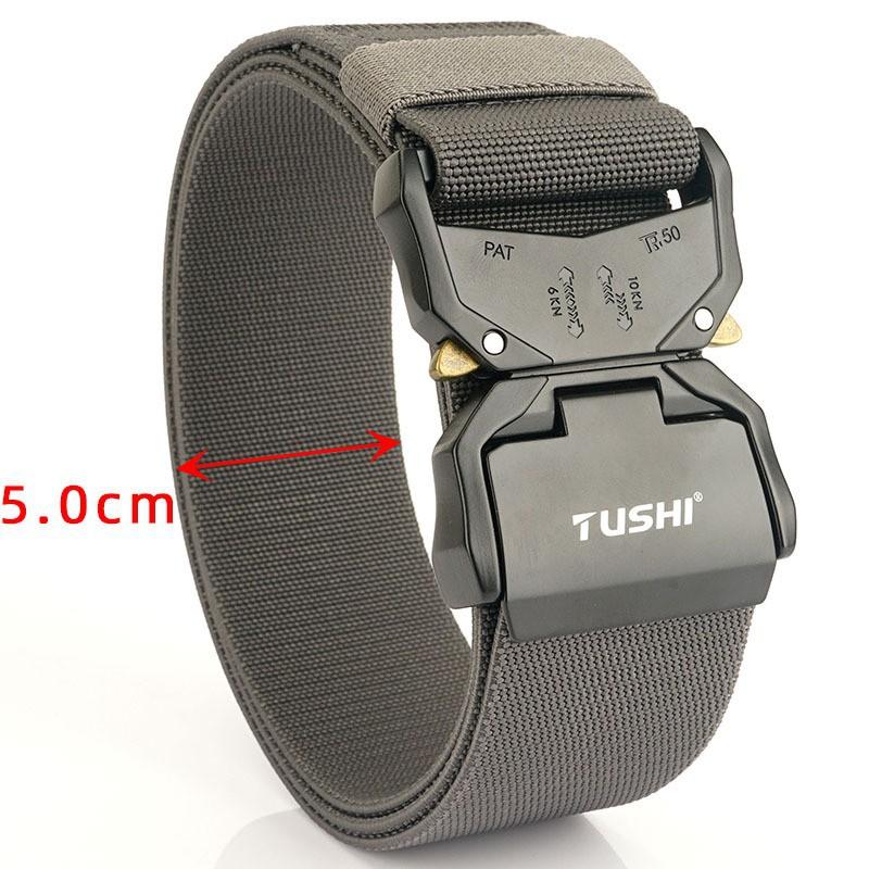 

5CM Aluminum Plug-in Buckle Gold Outdoor Nylon Belt Men s Elastic Trousers Military Fan Tooling 125cm