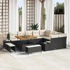 12-Piece Garden Sofa Set with Black Poly Rattan Acacia Cushions, 2-Seater Garden Sofa with Storage 3364765