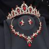 Gorgeous Princess Purple Crystal Bridal Jewelry Sets for Women Tiaras Crown Bride Earrings Wedding Necklace Jewelry Set