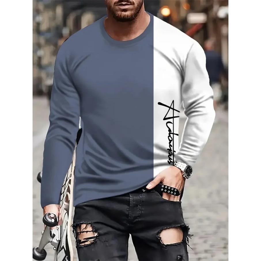 Outdoor Street Fashion Crewneck Men's Long Sleeve T-shirt Autumn New Letter Print Casual Long Sleeve Daily Casual Men's Top