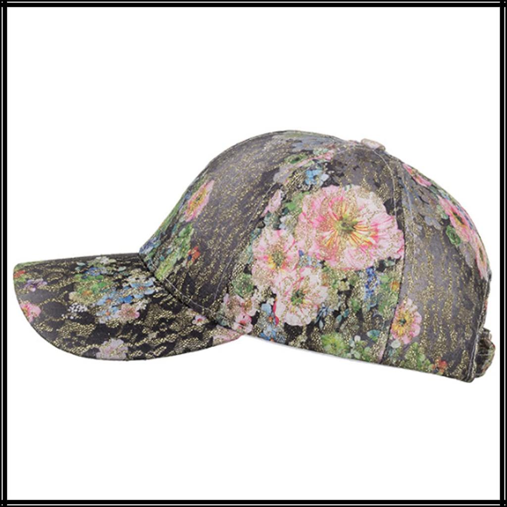 Floral CA670 [White Fang] Cap, Pattern, Glitter, Sports, Running, Outdoor, Women, Men, (Red)