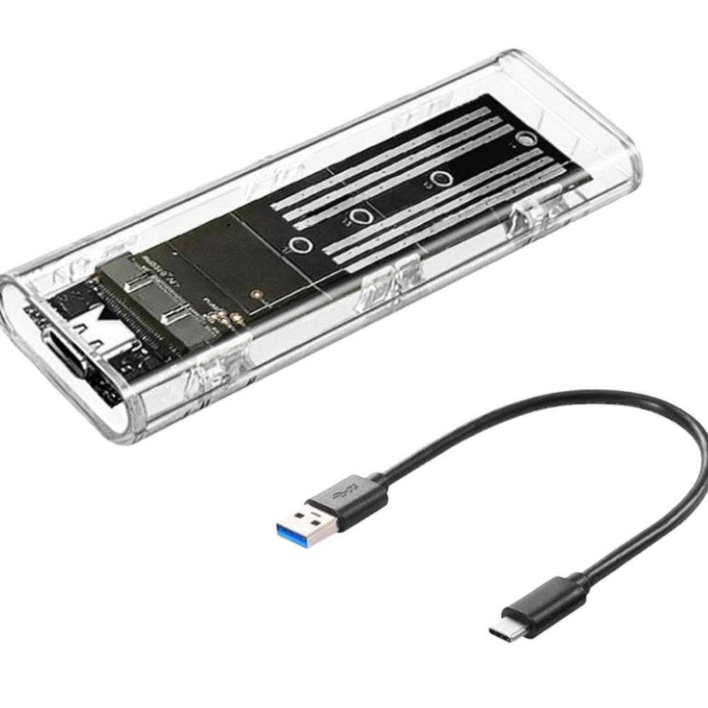 

M.2 NGFF SATA Тип C USB 3.1 Корпус для жесткого диска Внешний SSD-адаптер Прозрачный внешний корпус для SSD 10 Гбит/с для 2230 2242 2260 2280 чёрный