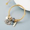 Gold-Plated Evil Eye Crystal Pendant Bracelet for Women