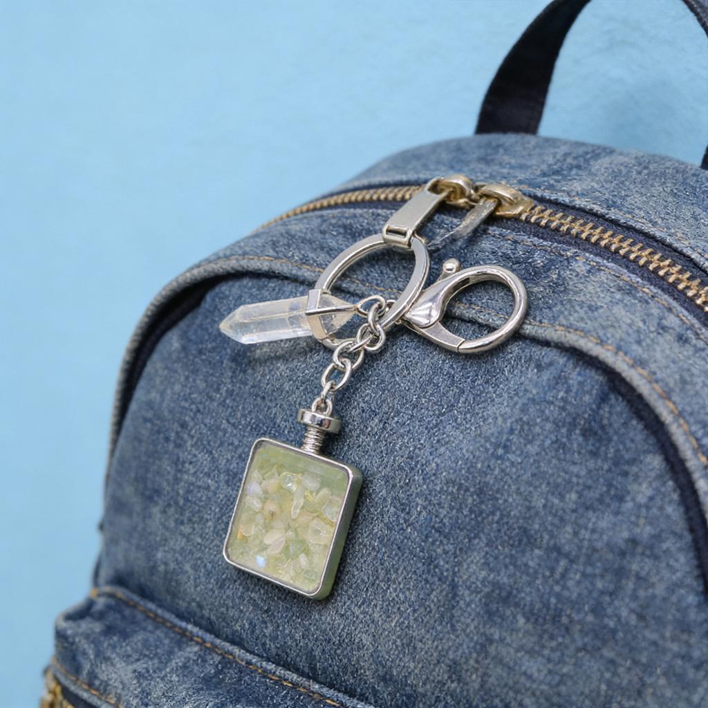 Versatile Square Keychain Featuring Natural Stone Crystals Photo Frame For Couples And Family
