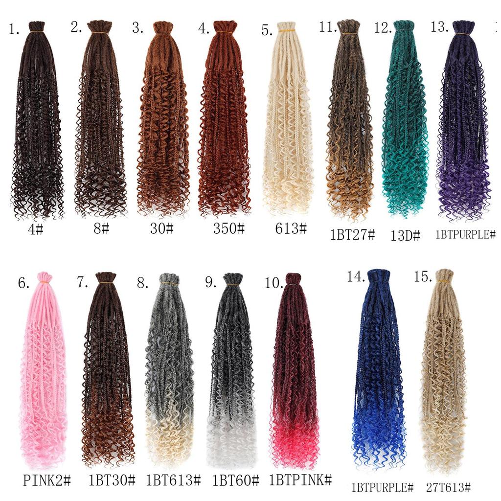 10 Stück/Los Häkelhaar Afro Göttin Böhmische Box Braids 24 Zoll Gehäkelte Box Braids mit River Locs Lockigen Enden Haar Synthetische Zöpfe