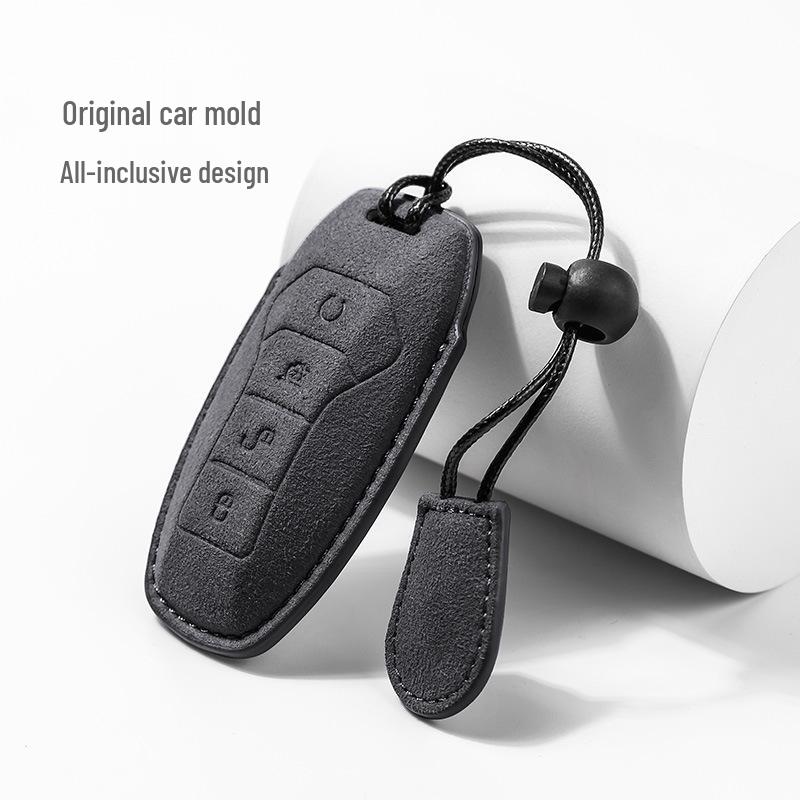 Suede Car Key Cover for BYD Dolphin, Qin, Song, Yuan Pro, Tang, and Destroyer Models