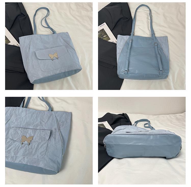 Metal Butterfly Waterproof PU Tote: Large Multifunctional Backpack & Commute Shoulder Bag for Women