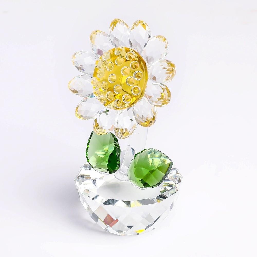 Cartoon Sunflower Ornament Plant Series Crystal Home Decoration Sunflower Figurine  Gift