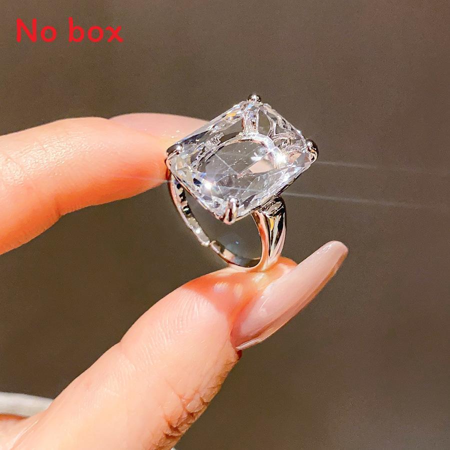 Geometric Square Zircon Ring For Women With 14k Gold Plating Elegant Fashion Jewelry