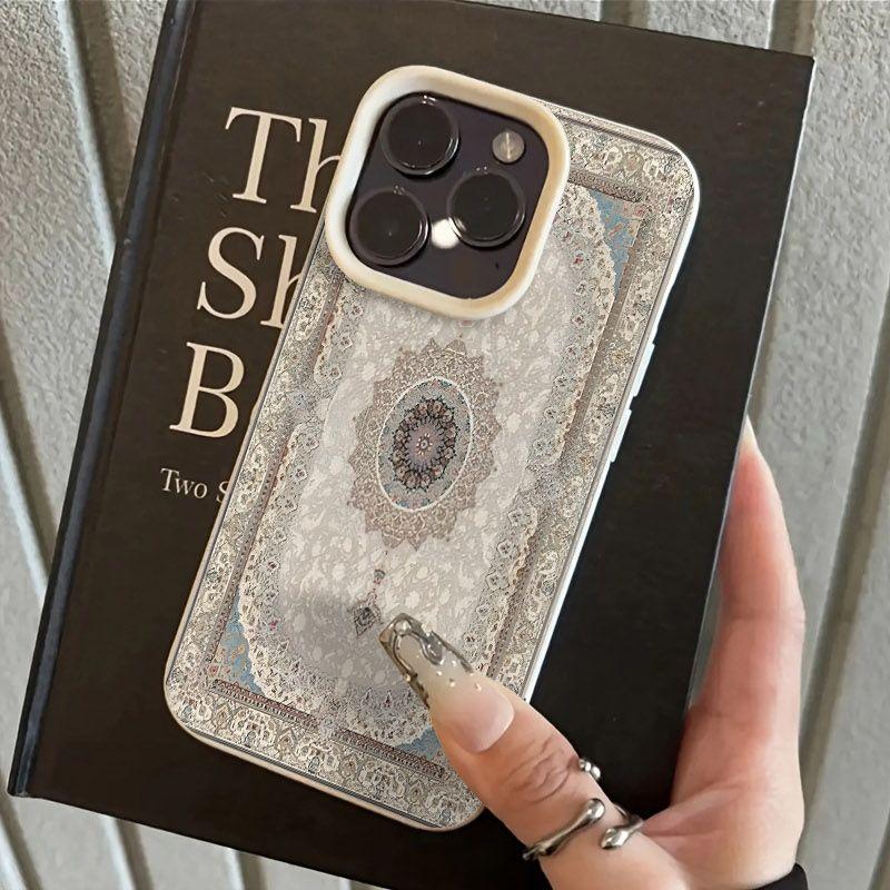 Retro Persian Carpet Patterns Matte Lychee Phone Case For iPhone 17 16 15 14 13 12 11 Pro Max XS X XR 16E 17 Air 7 8 Plus Cover